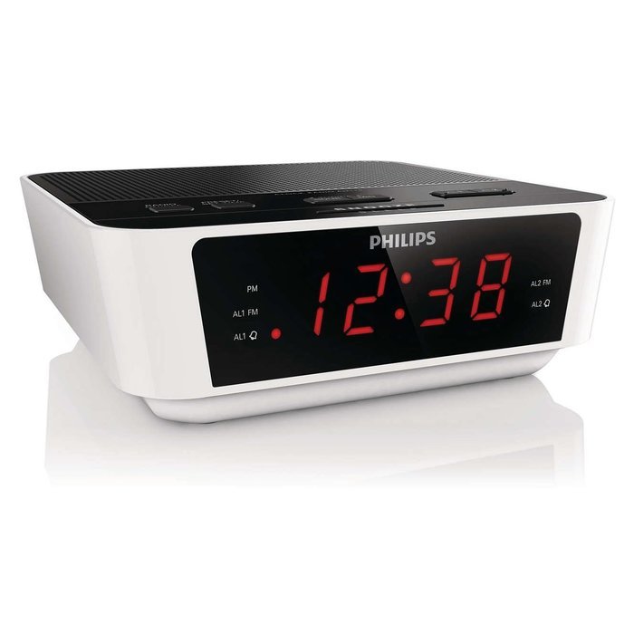 Philips AJ3116W White Digital Tuning Dual Alarm Clock FM Radio with Sleep Timer
