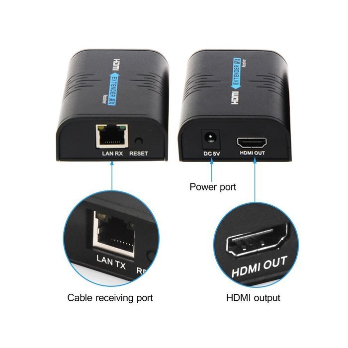 HDMI Extender, Matcis&reg; HDMI Signal Extenders Over CAT 5e/6 UTP/STP Ethernet Cable Up to 120m (Up to 120M, Sender... N4