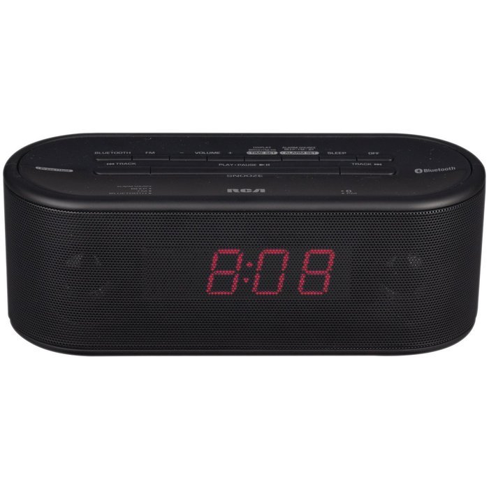 RCA RC345 Bluetooth Alarm Clock Radio Stereo System with Red Display (Black) N3