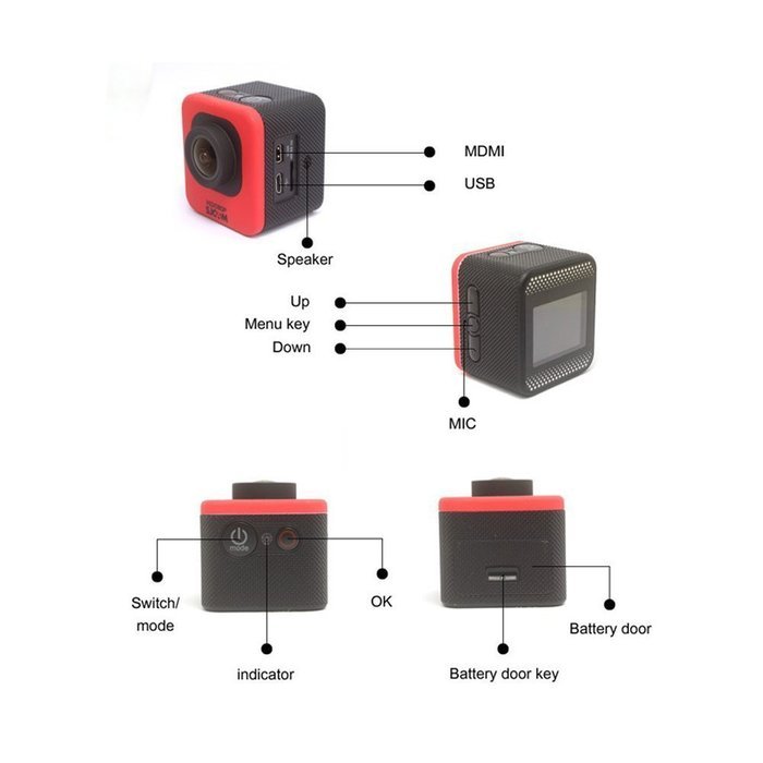 Mini Kitty SJCAM M10 12mp 1080p 1.5 Inch LCD Display 170&deg;+ Hd Wide-angle Sports Helmet Camera(Gold)+2 Extra Mini... N6