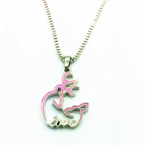 NEW Browning Deer with LOVE 42cm 1PCS pink Pendants Chain Necklace