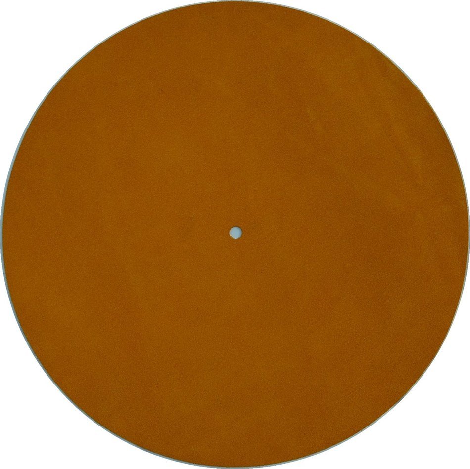 Genuine Leather Turntable Platter Mat - Gold Suede