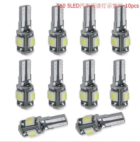 10x T10 White Led Free Canbus Error 5 SMD Car Side Wedge light Bulb 168 194 W5W N4