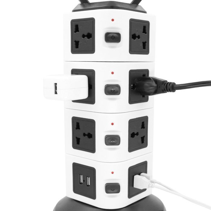 USB Power Strip, Bukm 14-Outlet Surge Protector, 4-Port USB Travel Charger Charging Station with 6.5 Feet Cord... N4