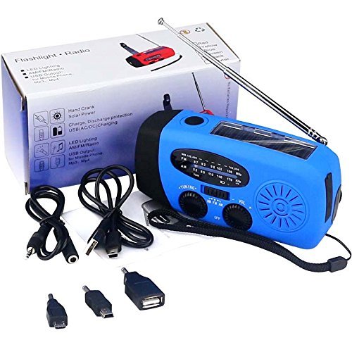 Sminiker Solar Self Powered Portable Hand Crank Emergency Radios, AM/FM/NOAA Weather, Emergency Flashlight (Red) N22