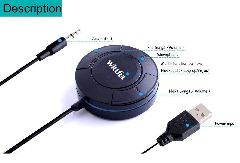 Willful Bluetooth Receiver- Wireless Audio Adapter HiFi Music Streaming Receiver with 3.5 mm Stereo Output for... N5
