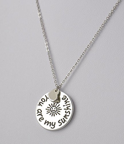 Fashion Beautiful &ldquo;you are my sunshine&rdquo; Letter Silver Round Pendant Necklace N2