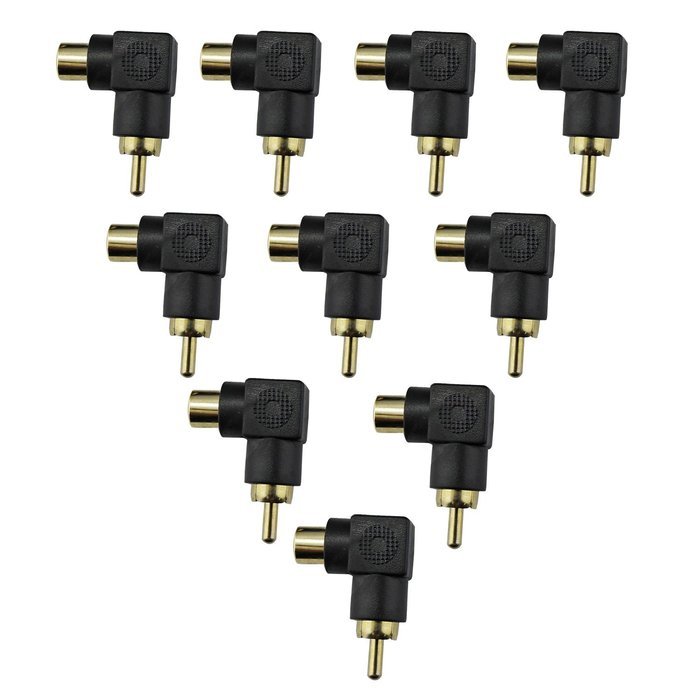 Ocr TM Right Angle Shaped RCA Male to RCA Female Connector Adapter Gold 10 Pack