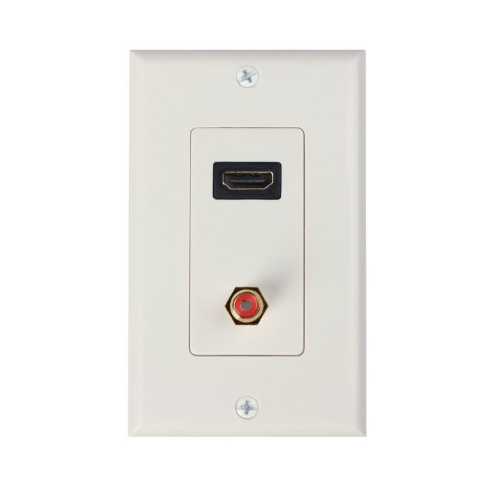 TNP HDMI + RCA Wall Plate - 4k Ultra HD UHD 1080P Full HD Compatible Port & Gold Plated RCA Audio Subwoofer Composite...