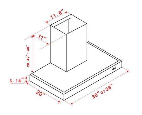 K-star K1003 Wall Mounted Range Hood 30" N2