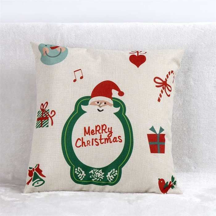 Pillow Cover,Haoricu Vintage ChristmasChristmas Linen Square Throw Flax Pillow Case Decorative Cushion Pillow... N10