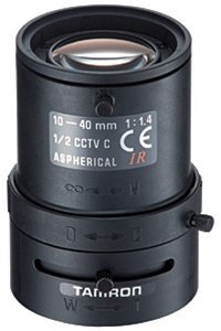 Tamron 12VM1040ASIR 1/2" 10-40mm F1.4 Manual Iris Vari-Focal C-Mount Lens, IR Corrected
