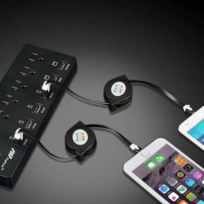 Power Strip, FlePow 1625W/13A 6-Outlet Surge Protector with 6 USB Charging Ports + 18 Pin Retractable Cable for...