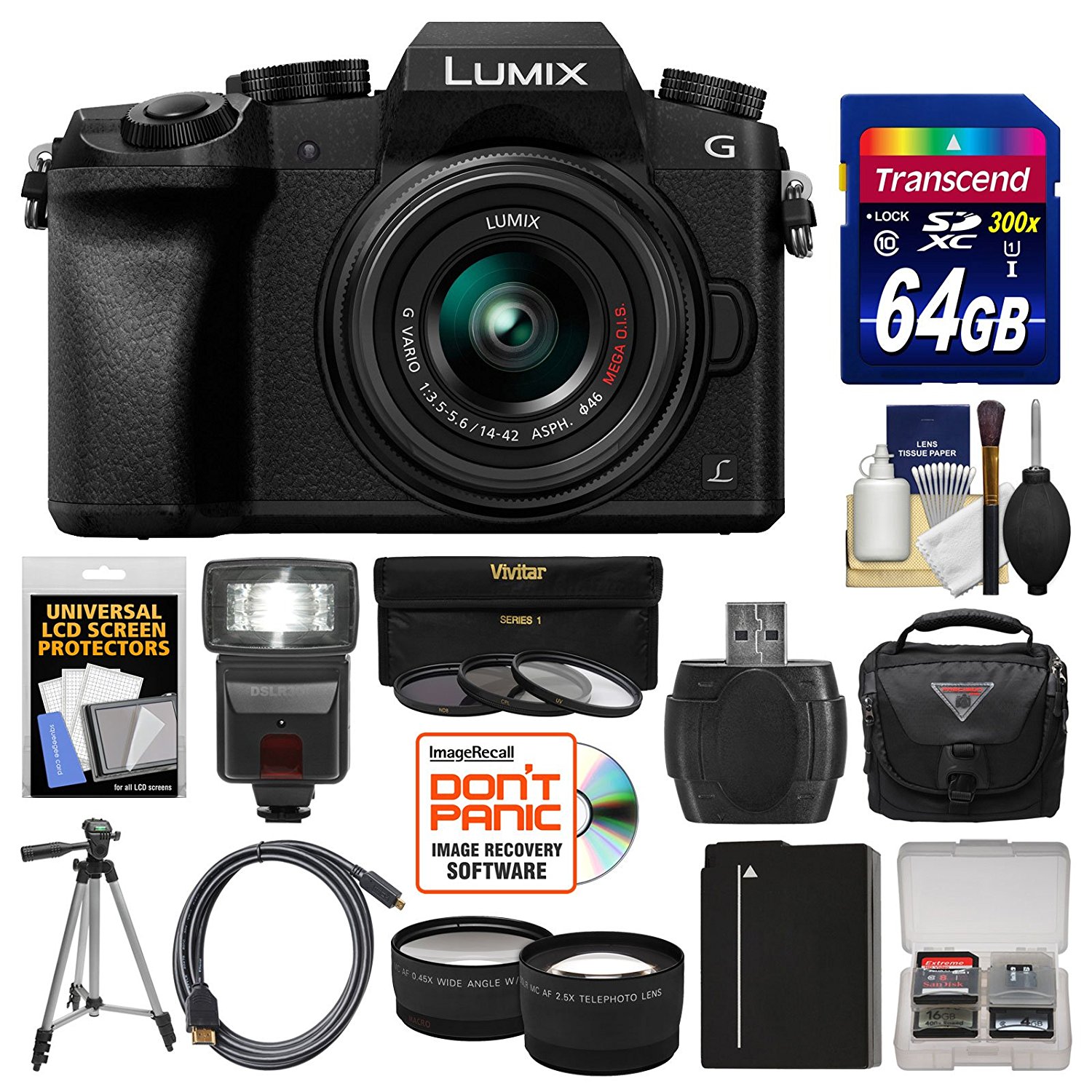 Panasonic Lumix DMCG7 4K WiFi Digital Camera & 1442mm Lens (Silver
