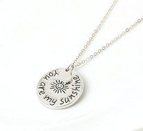 Fashion Beautiful &ldquo;you are my sunshine&rdquo; Letter Silver Round Pendant Necklace N3