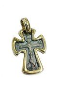 Russian Jesus Crucifix Silver 925 Pendant 5 Micron Gold Protect Cross Jerusalem N2