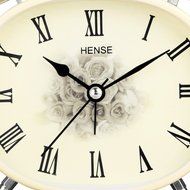 HENSE Retro Vintage Mute Silent Quartz Movement Twin Bell Tabel Alarm Clock Roman Numerals Analog Dial Bedroom... N2