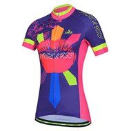 Ophelia Women Short Sleeve Cycling Jersey Pant Set+arm Sleeves(Skull,S) N2
