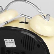 HENSE Retro Vintage Mute Silent Quartz Movement Twin Bell Tabel Alarm Clock Roman Numerals Analog Dial Bedroom... N3