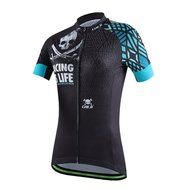 Ophelia Women Short Sleeve Cycling Jersey Pant Set+arm Sleeves(Skull,S) N4