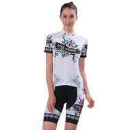 Ophelia Women Short Sleeve Cycling Jersey Pant Set+arm Sleeves(Skull,S) N10