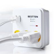 Bestten 3 Outlet Wall Mount Surge Protector with 2 USB Charging Ports (2.4A/Port, Total 3.1A) and Safety Covers... N20