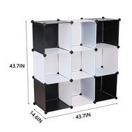 C&amp;AHOME -DIY Bookcase Media Storage Standing Shelf Storage Cabinet Cube of 9 (White Cross Door) N4