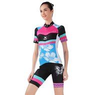 Ophelia Women Short Sleeve Cycling Jersey Pant Set+arm Sleeves(Skull,S) N16