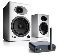 Audioengine A5+ Limited Edition Premium Powered Desktop Speaker Package (White) With B1 Bluetooth Music Receiver N4