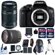 Canon EOS T6i DSLR Camera Kit + Canon 18-55mm IS STM + Canon 55-250mm IS STM + 1 Year Warranty + 2 32GB Transcend...