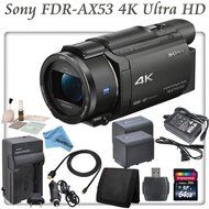Professional Ultra HD 4K Camcorder Bundle - Sony FDR AX53 Camcorder: Includes 2 Sony NP-FV100 Replacement Batteries...