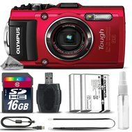 Olympus Stylus TOUGH TG-4 Digital Camera (Red) + 16GB CLASS 10 MEMORY CARD + Replacement Battery for Olympus LI... N4