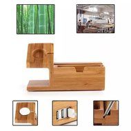 TuoP@Bamboo Wooden Stand Display Creative 3 USB Charger Charging Stand Bracket Docking Station For iPhone 7 7...