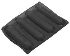 Dltsli Silicone Non Stick Perforated Baking Liners Mat Bread Mold Subway Bread Mould (Black,4 Molds) N3