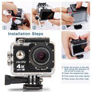 Ourlife 4K WIFI Sports Action Camera Ultra HD 170&deg; HD Wide-angle Fish-eye Lens 2 inch LCD Screen[Black] N4