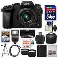 Panasonic Lumix DMC-G7 4K Wi-Fi Digital Camera &amp; 14-42mm Lens (Silver) with 64GB Card + Case + Flash + Battery...