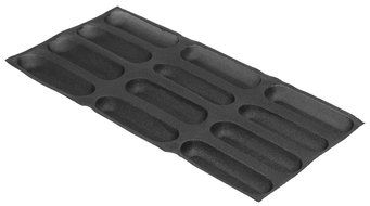 Dltsli Silicone Non Stick Perforated Baking Liners Mat Bread Mold Subway Bread Mould (Black,4 Molds) N6