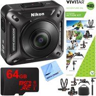 Nikon KeyMission 360 4K Ultra HD Action Camera with Built-In Wi-Fi + Outdoor Action Kit + 64GB Memory Card &amp; Micro... N4