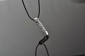 Men Women Retro Silver Skull Pendant Bullet shape Chain Stainless Steel Necklace N5