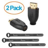 Aurum Cables Right Angle L Shape HDMI Male to HDMI Female Adapters - Black - Pack of 5 + 3 Cable Ties N6