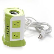 Safemore Smart 8-Outlet with 4-USB Output Power Strip (Green and White)