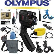 Olympus Stylus Tough TG-Tracker Wifi Action Camera (Black) + Sony 32GB MicroSD Card + Floating Strap + Flexpod... N2