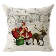 Pillow Cover,Haoricu Vintage ChristmasChristmas Linen Square Throw Flax Pillow Case Decorative Cushion Pillow... N15