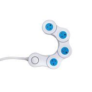 Quirky PPVJ1-SLWH Pivot Power 4 Outlet Flexible Surge Protector Power Strip Junior - White/Blue