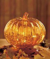 Antiqued Glass Lighted Pumpkin by LTD Commodities