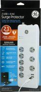 GE 13476 Surge Protector, 10 Outlets, 3000J, 2 USB Ports (2.1A), 6' Cord N8