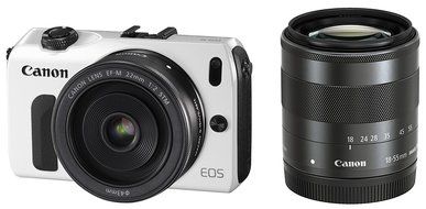 Canon EOS M (White) and EF-M 22mm STM Lens and EF-M18-55mm IS STM Lens N3