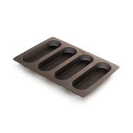 Lekue 4 Cavity Micro Perforated Mini Baguette Baking Pan, Brown N3