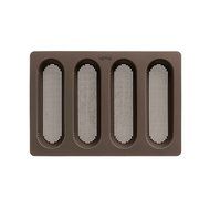 Lekue 4 Cavity Micro Perforated Mini Baguette Baking Pan, Brown N4