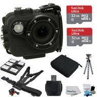 Intova X2 Marine Grade Action Camera with Built-In 150-Lumen Light &amp; Wifi + Hard Case + 2 Sandisk 32GB microSDHC...